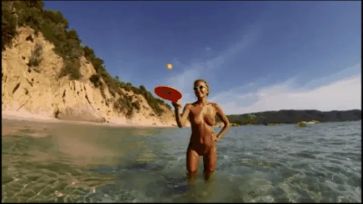 Katya plays beachball completely nude in Corsica - Part 2