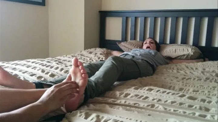 Sexy Soles Tied Up To THe Bed and Tickled