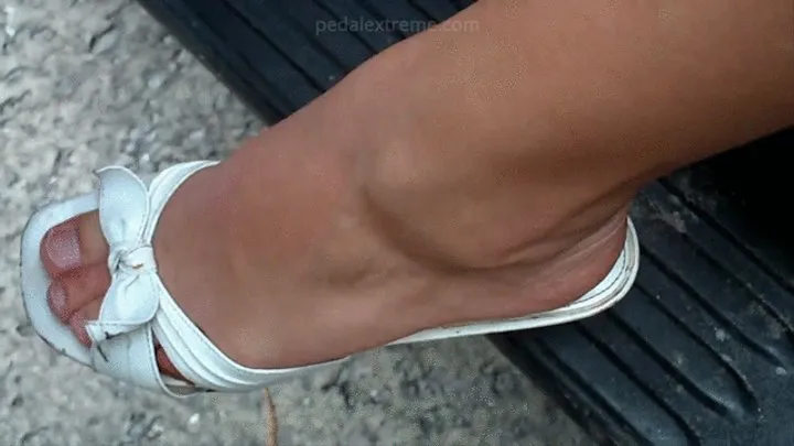 Chloe - Well Worn White Sandals with BONUS Foot Show!