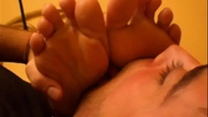 Licked feet on the face of the young slave (8� part)