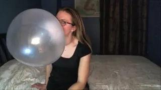 Sexy in Glasses blowing big bubbles pt 1