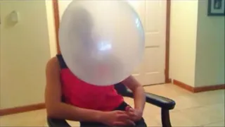 Business Woman blows big bubbles part 3