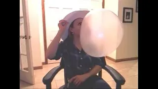 Sexy Cowgirl Blowing big bubbles