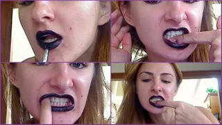 Finger Brush my Gums with BLACK LIPSTICK ON