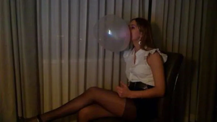 Blowing big bubbles in my hotel room--Business Outfit