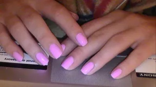 Neon Pink Nails Tapping