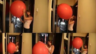 Blowing and Playing with a BIG Red Balloon