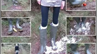 Muddy Outdoor Crushing in Green Wellies: Part 1