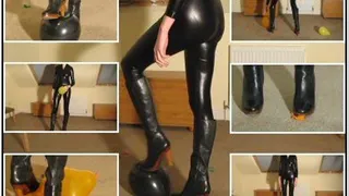 Crushing Balloons in Wood Heel Boots