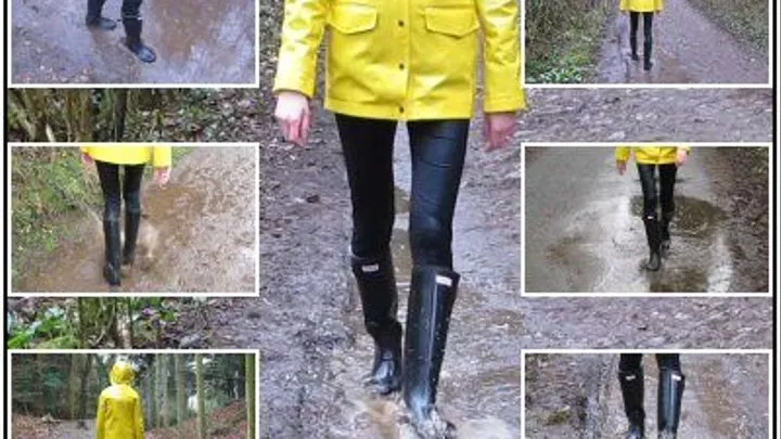 Rainy Day Walk in Black Hunter Wellies