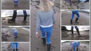 Muddy Estuary in Green Hunter Wellies