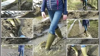 Muddy Winter Walk in Puffa Jacket and Le Chameau Wellies - Part 2