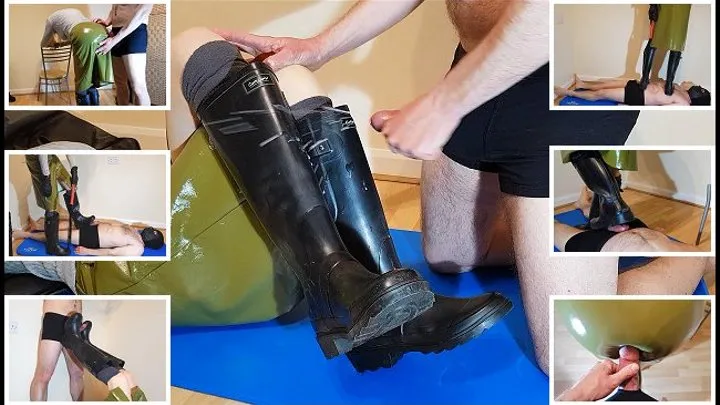 Black Wellies vs Slave's Cock