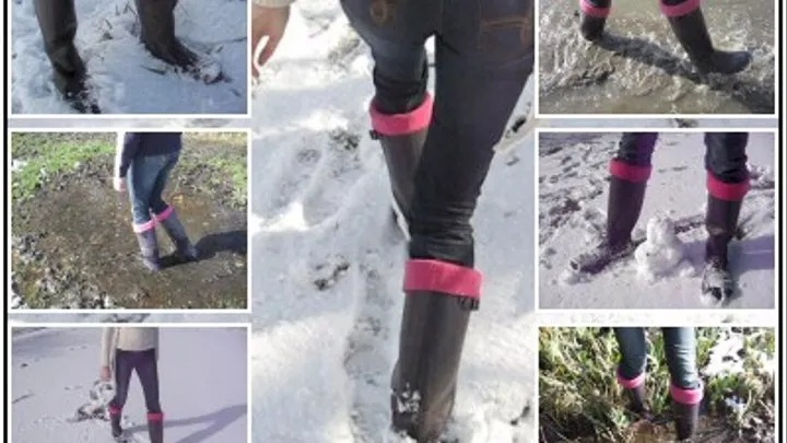 Snowy Walk in Hunter Wellies