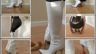 Crushing Bananas and Tomatoes in White Boots