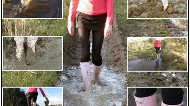 Winter Walk in Pink Hunter Wellies