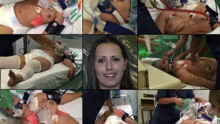 Vicky *Extreme* Resus and CPR in ICU, Defib, Vfib, IV, ET tube holder, BP, EKG, Diaper