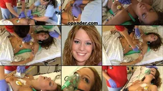 Britney Stewardess in ICU, CPR, Resus, Monitor, IV, BP, Cannula, Stething, Vfib, Ambu Bag