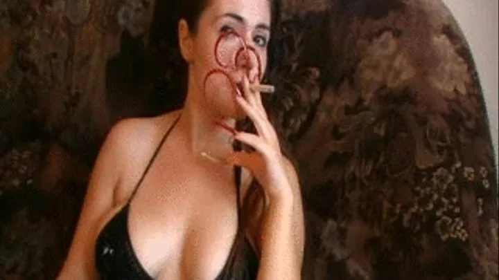 smoking red nails tease