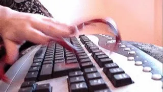 typing and scratching up close