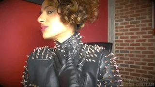 BOSSY DELILAH: FURRY DOMINATRIX IN CROTCHLESS FISHNETS, LEATHER JACKET + THIGH HIGH BOOTS!