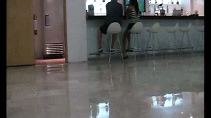 Black patent flats barefoot at the airport bar ~ 2 scenes