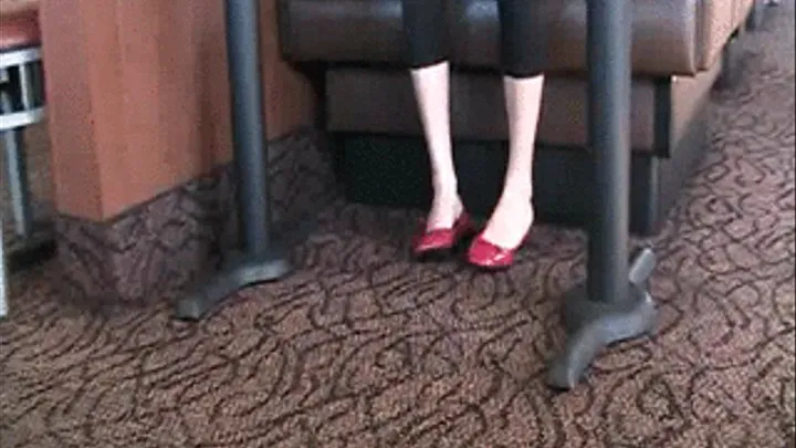 New red patent flats barefoot ~ Full Clip