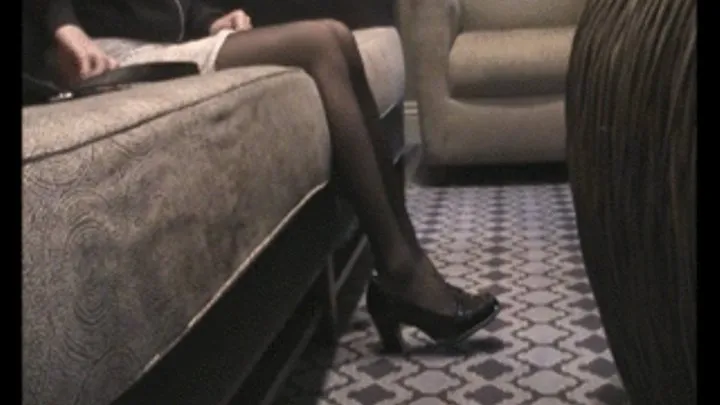 New black heels & nylons ~ Hotel lobby 3 scenes