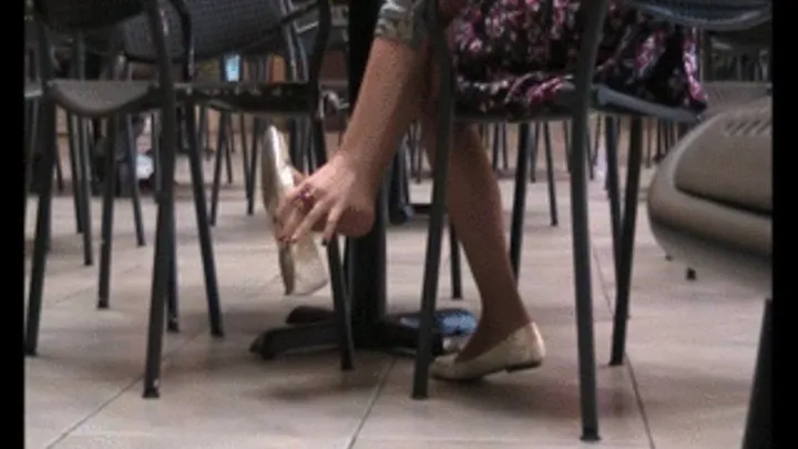 New silver flats & nylons @ mall food court FULL CLIP