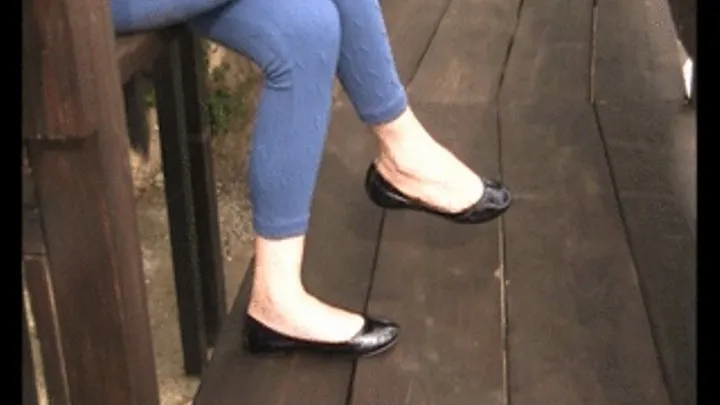 2014: Shoe thief & heel crush ~ 9West black flats in the bleachers