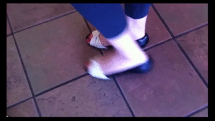 Peep toe flats barefoot @ Starbucks