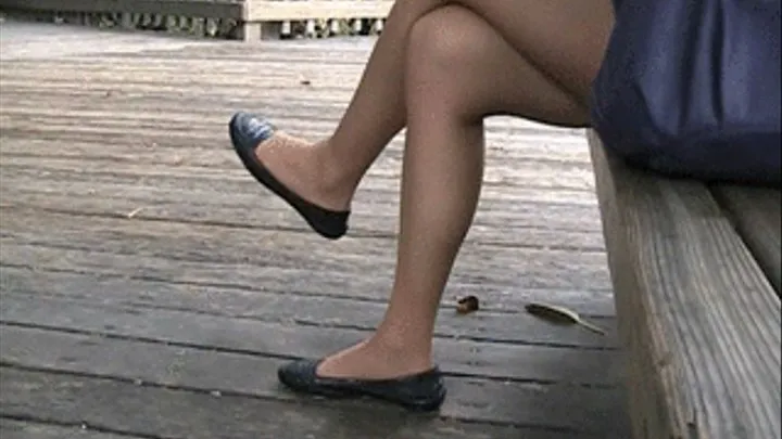 Black flats & nylons ~ Heel crush walk outs at the park