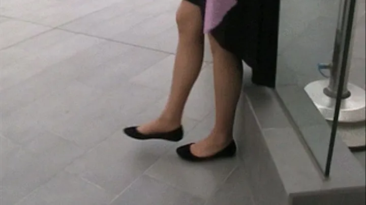 Black suede flats & nylons ~ Dipping & dangling @ mall