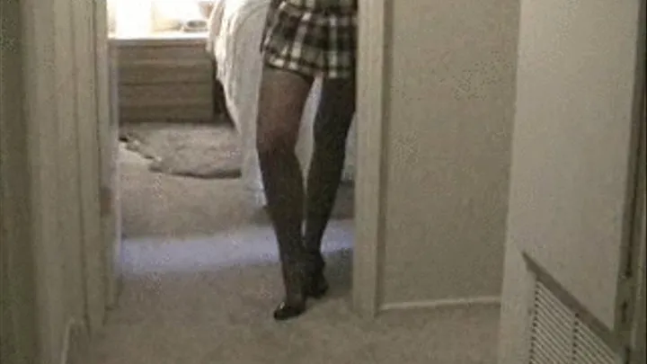 Naughty schoolgirl ~ Black peep to high heels