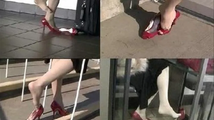 2008: Cricket At the Airport with her red patent peep toes - Shoeplay