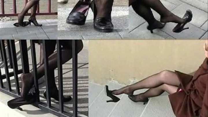 Black loafer high heels - Outdoor shoeplay by the river