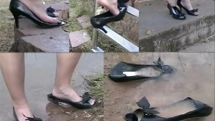 Black peep toes - Shoeplay, crushed and left in the pond