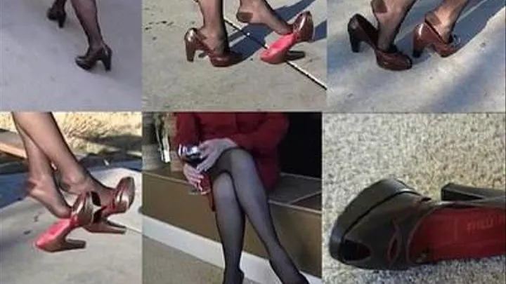 High heel peep toe Pradas & RHT stockings - Shoeplay