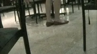 Brown flats barelegged ~ Food court shoeplay