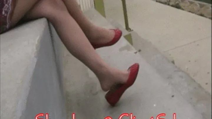 Red toe cleavage flats & nylons in the bleachers