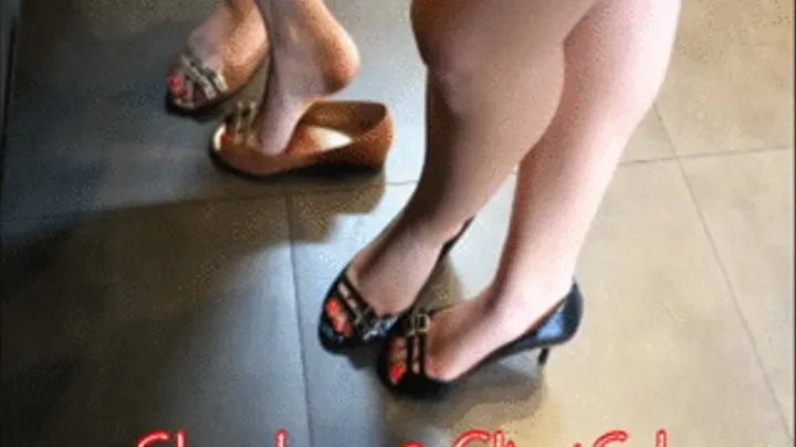 2 girls open toe heels & flats barelegged @ Starbucks ~ Special Edit 2