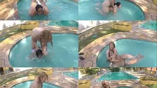 PONY GIRL SWIMMING POOL HUMILIATION 2 IDIOT SLAVES - cruel CAROLINE ZIMMERMAM - CLIP 4