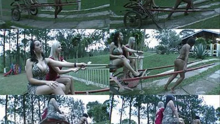 PONY EXTREME HUMILIATION CART LOAD -- TOP GIRL JESSICA ALMEIDA & ADRIANA FULLER - CLIP 3