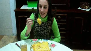 Charlotte Eating Lasagna