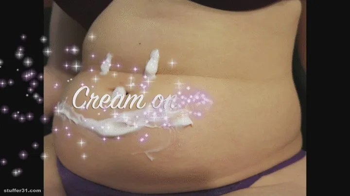 Lacey cream on my belly