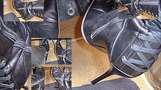 Pedal pumping in stiletto boots