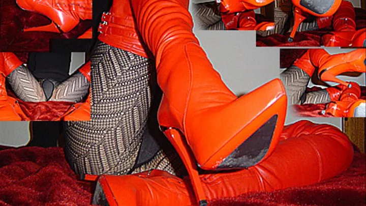 Lick my luxury soles slave! Red Gianmarco Lorenzi overknee leather boots