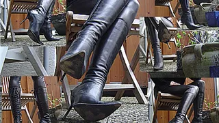 Relaxing, sitting and stand in my nice black stiletto boots