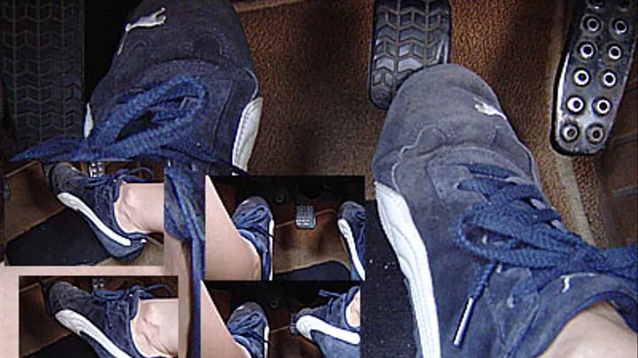 Pedal pumping in dark blue sneakers