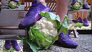 Crush cauliflower in purple sneakers